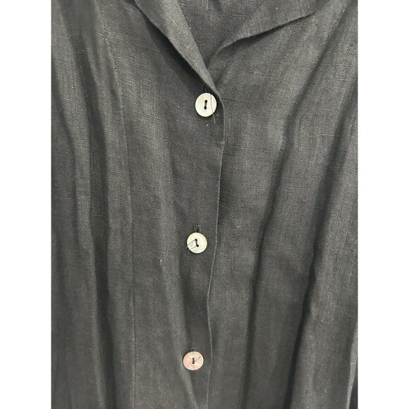 Black Linen Button-Up Womens Shirt By Hot Cotton Marc Ware Sz 1X - Picture 4 of 9